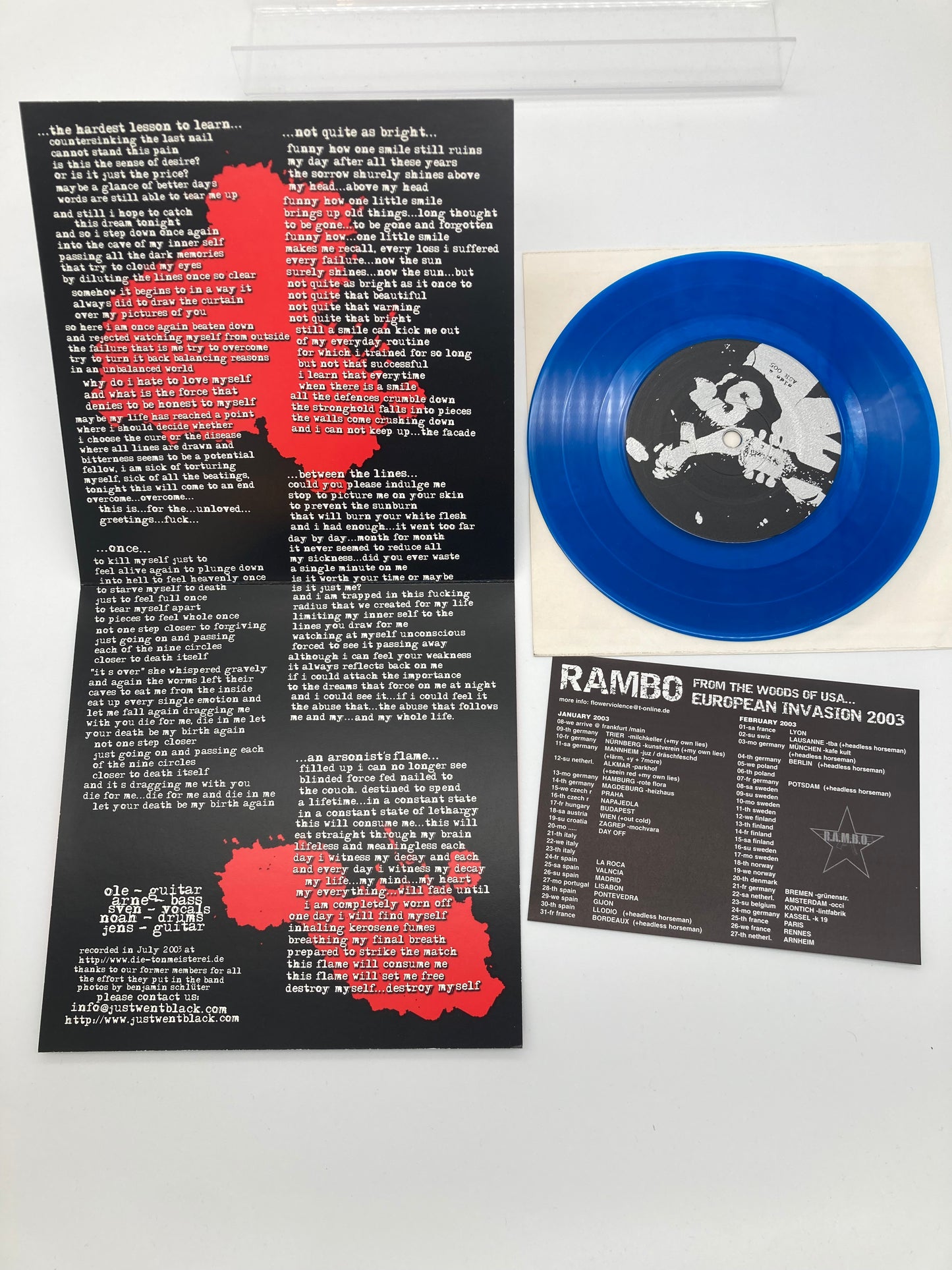 JUST WENT BLACK • Balancing Reasons In An Unbalanced World  • 7" (blue) • Second Hand